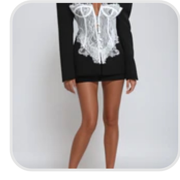 innovare denim Dresses & Skirts - Black Blazer Dress with White Lace corset detail